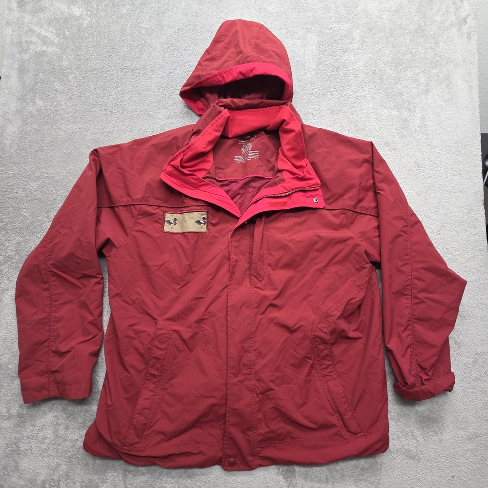 L.L. Bean Jacket Mens XL Red Windbreaker Hooded Lined Pockets Full Zip